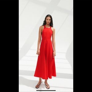 Zara Red Linen Midi Dress